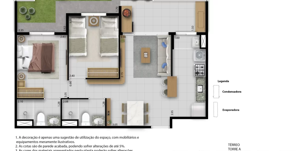Apartamento Lado com Garden