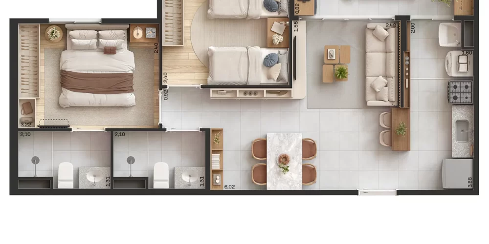 Estilo Passaré Planta com sacada meio (2)