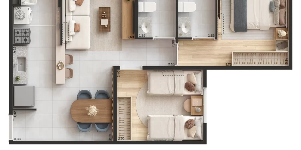 Estilo Passaré Planta com sacada ponta