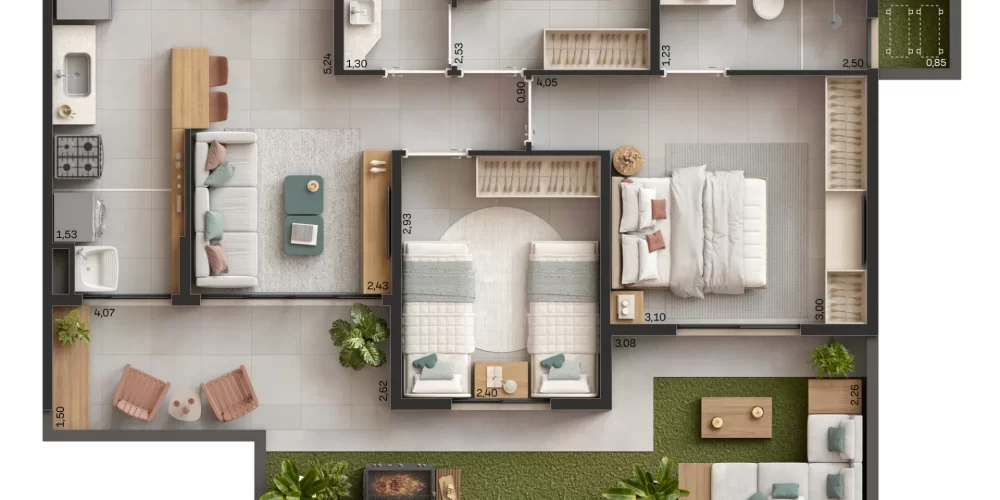 Lúmina Fátima Planta com garden 3 quartos