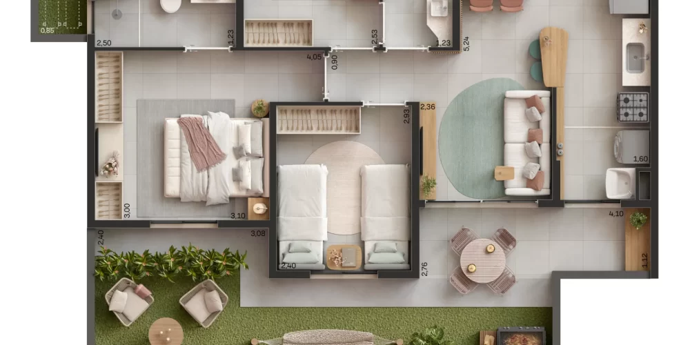 Lúmina Fátima Planta com garden 3 quartos