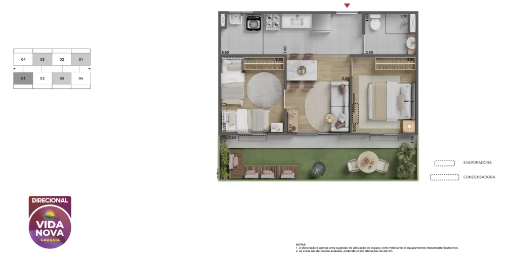 Vida Nova Caucaia Planta 2 quartos com garden