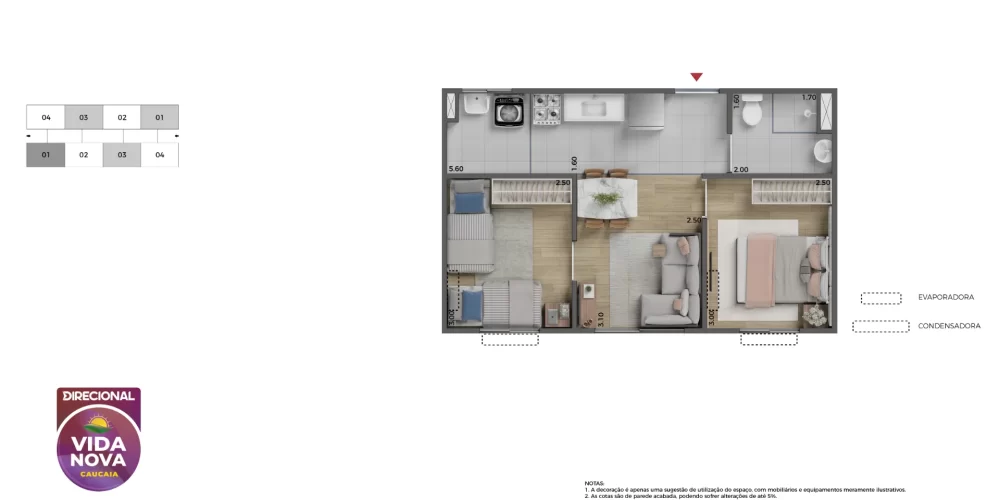 Vida Nova Caucaia Planta 2 quartos