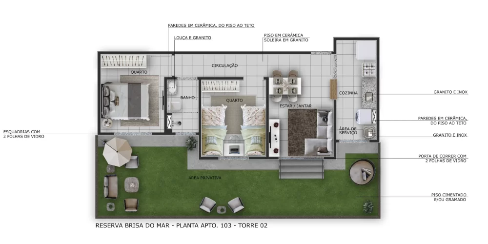 Planta 46,74m2 - com garden 2