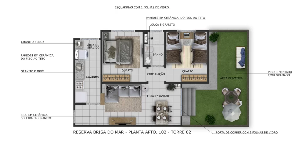 Planta 46,74m2 com garden