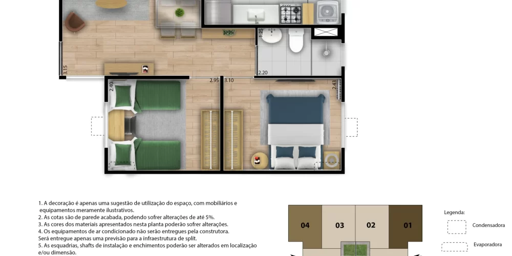 Viva Vida Siqueira Planta 2 quartos